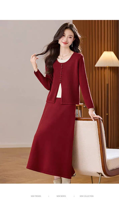 Knitted Top and Skirt Set