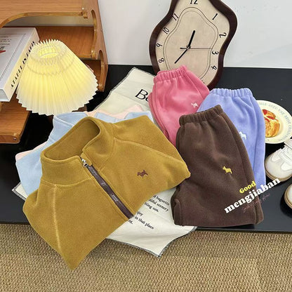 Children's Clothing Autumn Winter Set Stylish Fashionable Baby Clothes Children's Fleece Lined Thickened