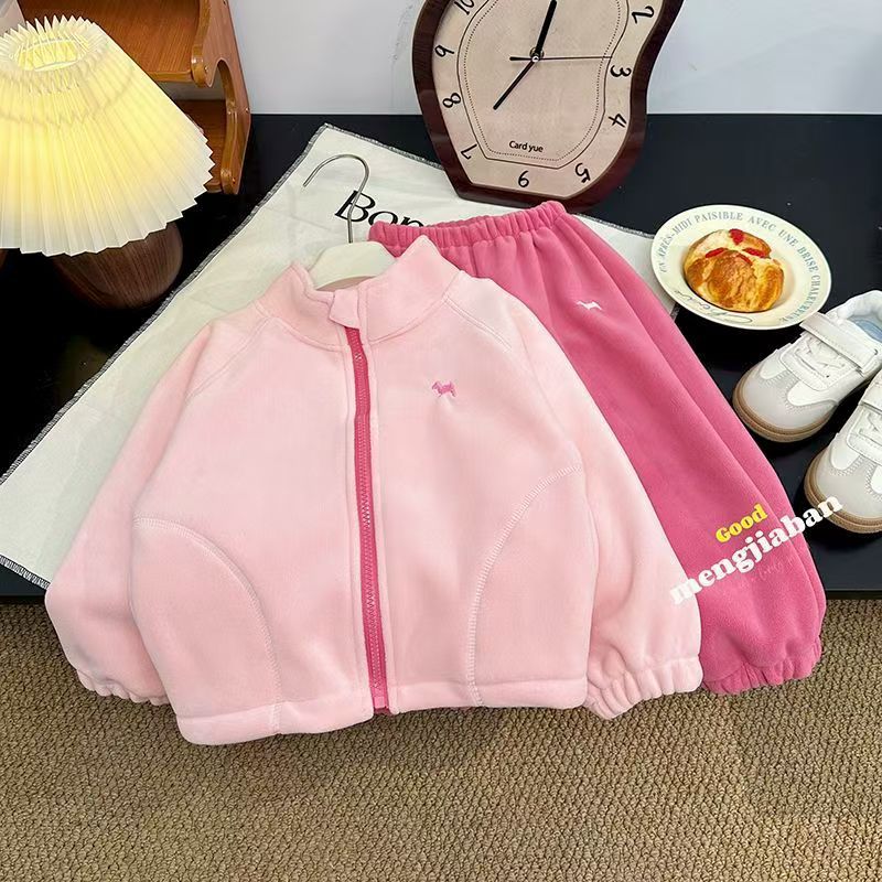 Children's Clothing Autumn Winter Set Stylish Fashionable Baby Clothes Children's Fleece Lined Thickened