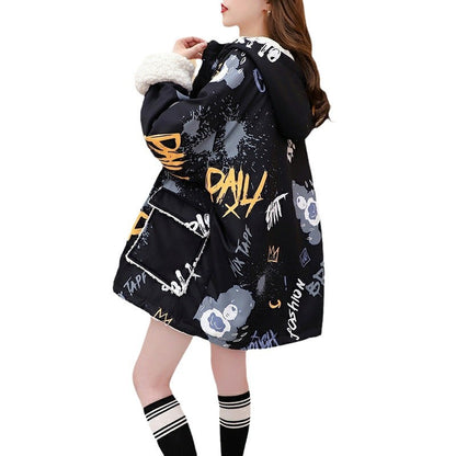 Fleece-Lined Thickened Two-Way Lamb Wool Cardigan Coat for Women