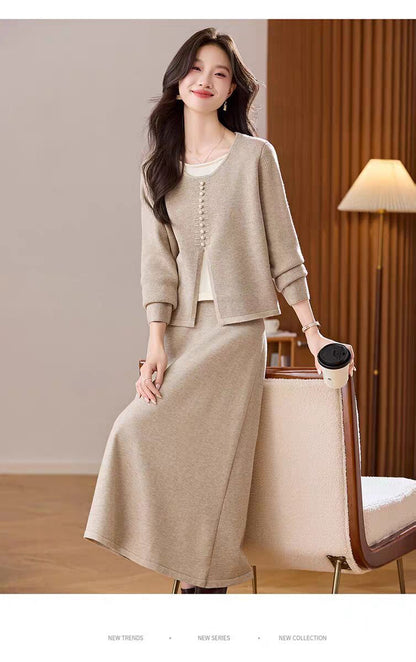 Knitted Top and Skirt Set