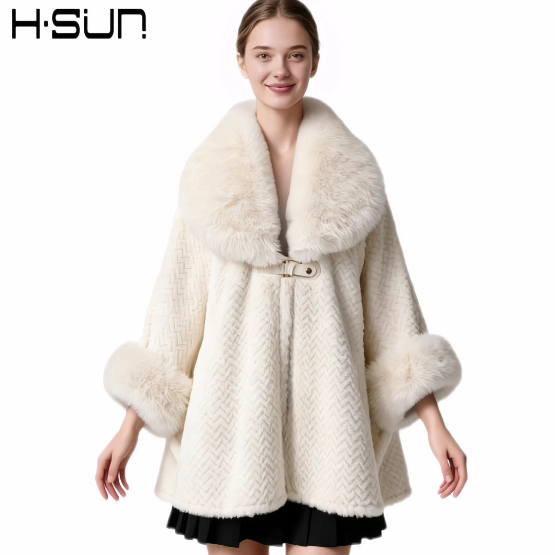 Fur Collar Shawl Coat