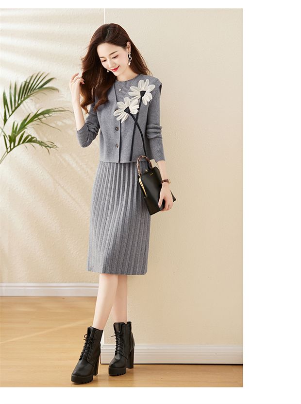 P wool sweater skirt two-piece dress