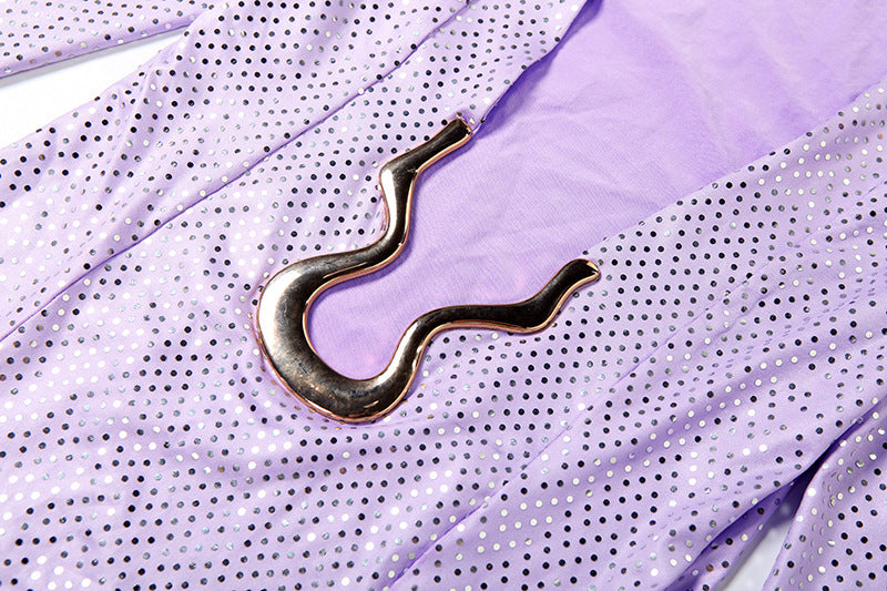 V Collar Long Sleeve Dress