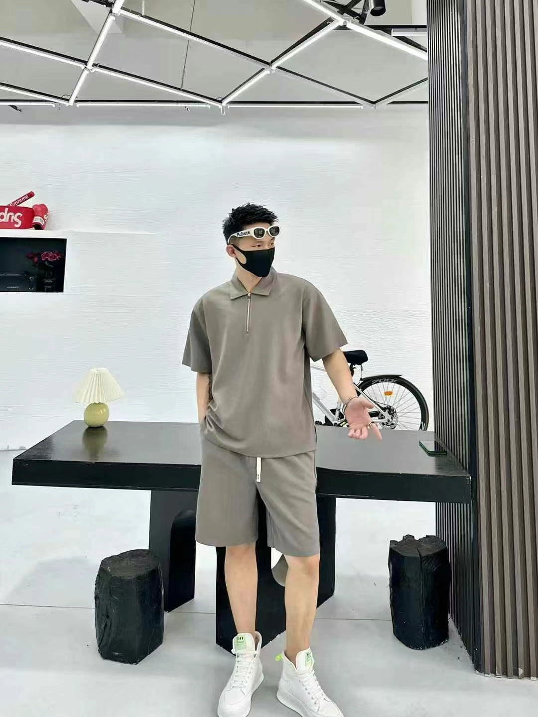 B2-m12 Summer sports suit Big size men's polo shirts a set of 2 pieces - Mixbatch