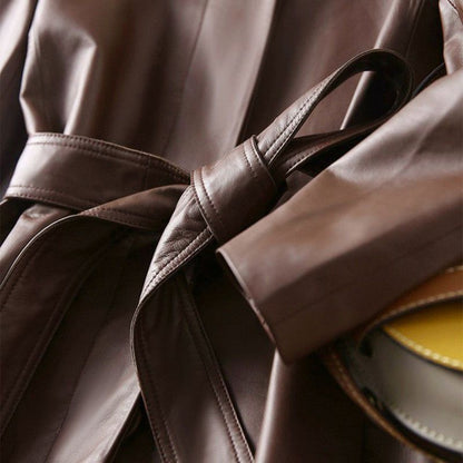 P trench coat leather coat