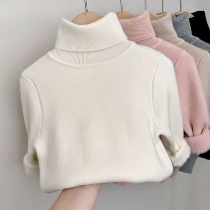 P Children's fleece turtleneck knitted sweater