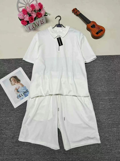 B2-m12 Summer sports suit Big size men's polo shirts a set of 2 pieces - Mixbatch