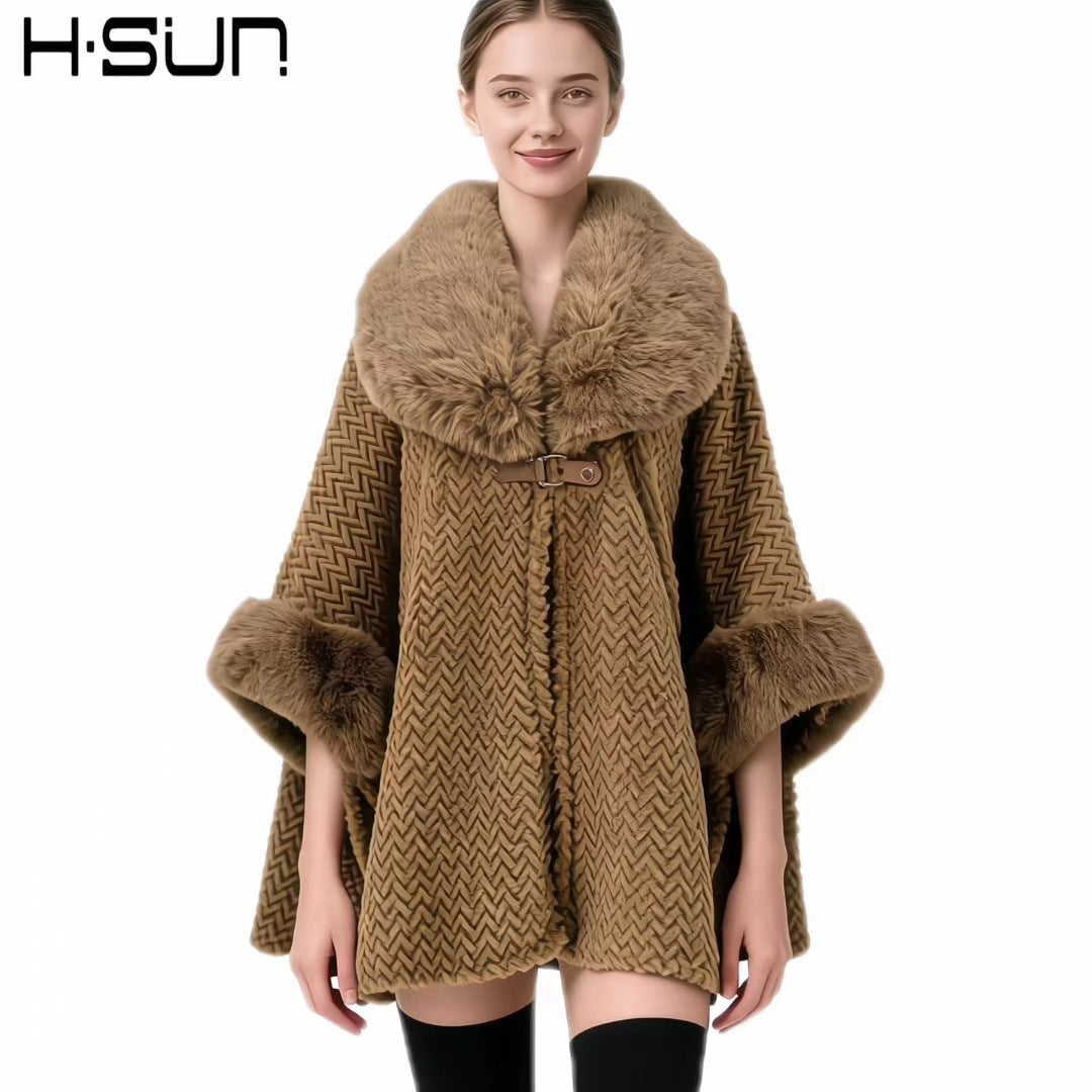 Fur Collar Shawl Coat