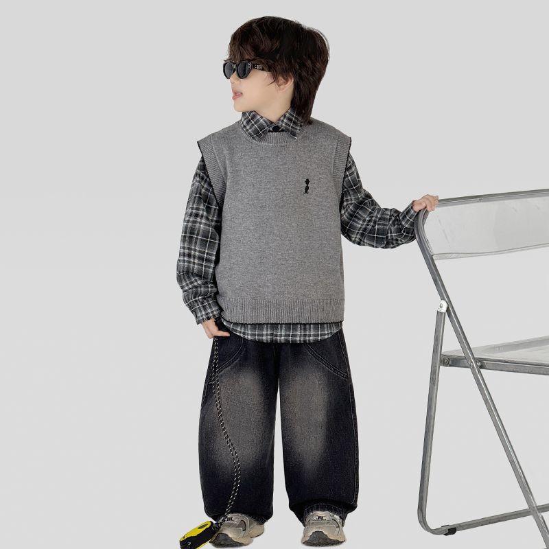 A Boys Autumn Children's Academy Set Three-piece Set (6-12 years old)