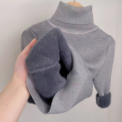 P Children's fleece turtleneck knitted sweater