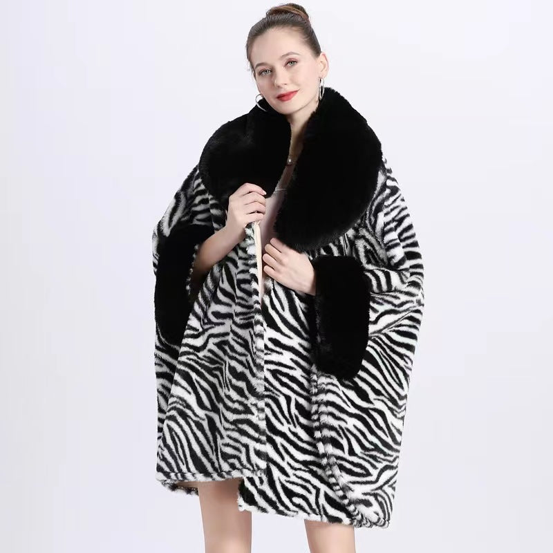 Fur Collar Cape Shawl