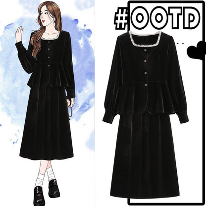 P autumn and winter top and skirt two-piece set