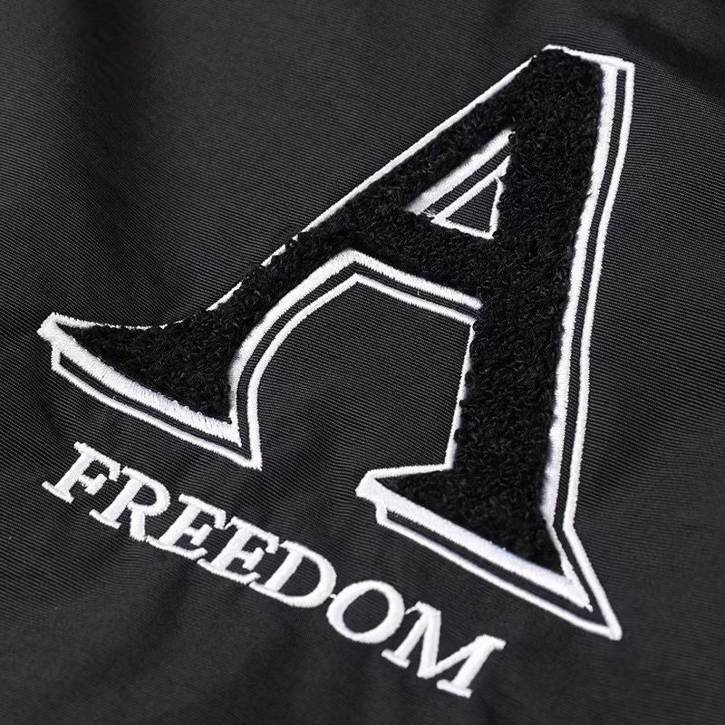 B2-m7 New Spring and Autumn Letter Embroidery Tooling Baseball Clothing Men's and Women's Black Loose Simple Thin Couple Clothing Jacket - Mixbatch