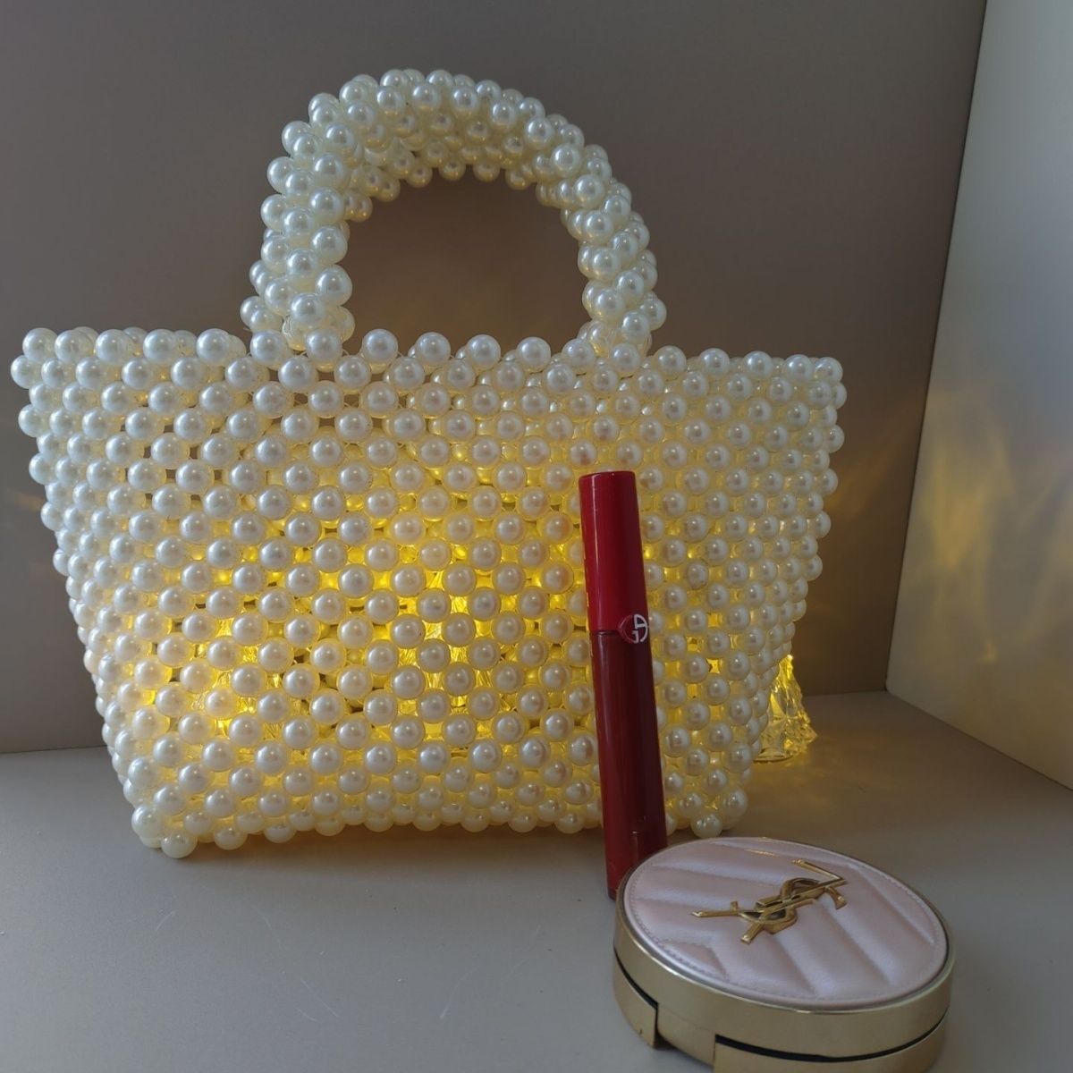 A handmade finished bag beaded new fashion shoulder woven pearl foreign style wedding pearl bag princess