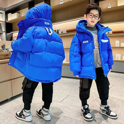 A children medium and older children thickened jacket winter boy Korean version of foreign style tide brand