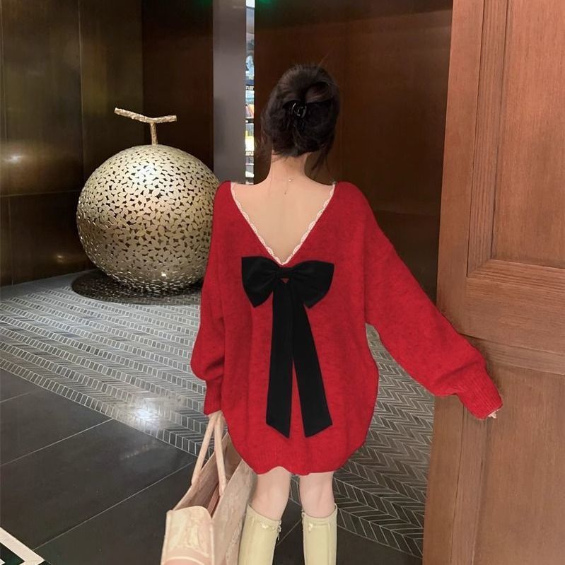 P bow knitted sweater