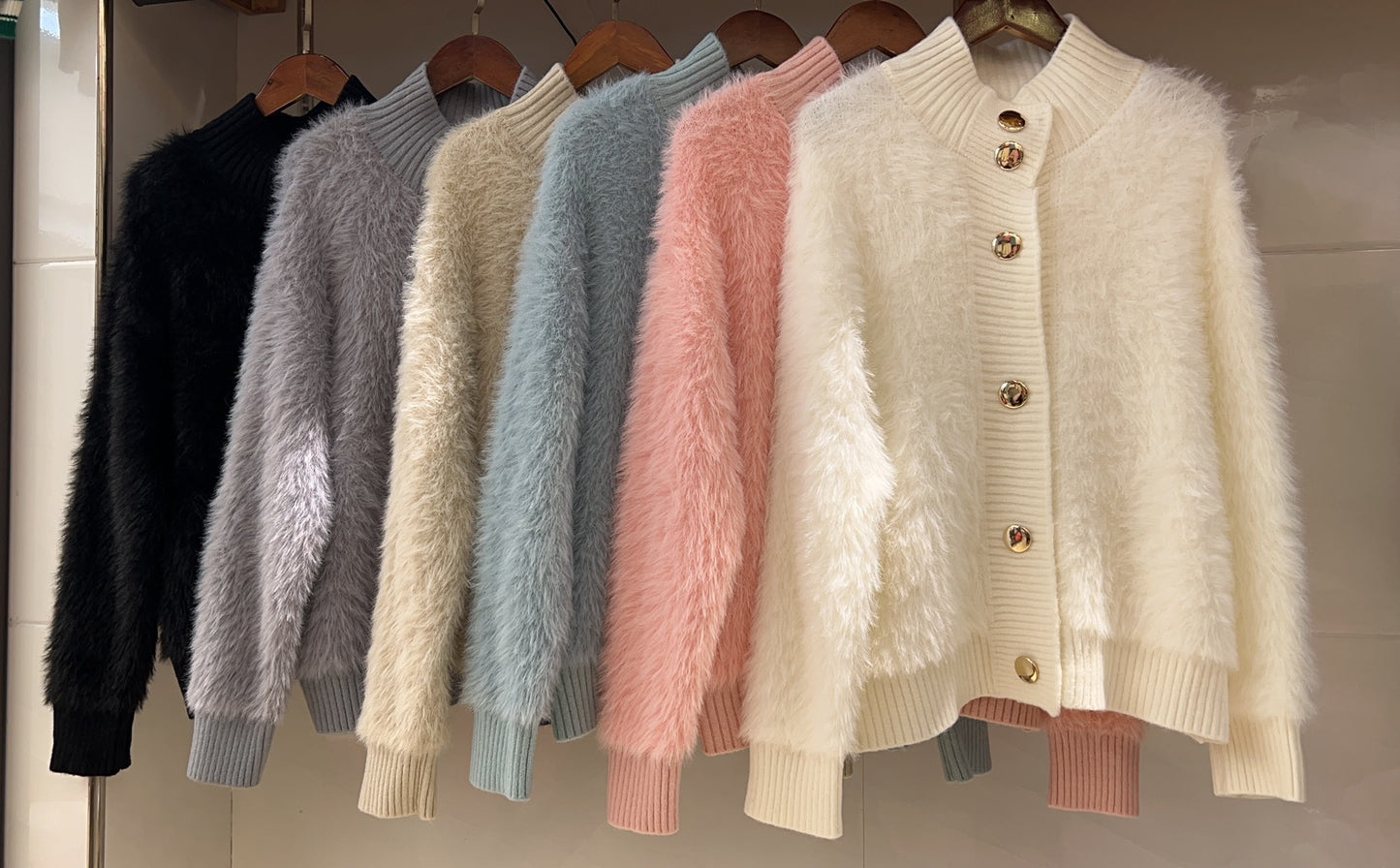 A Imitation Mink Velvet Stand Collar Sweater for Women