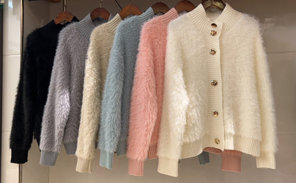 A Imitation Mink Velvet Stand Collar Sweater for Women