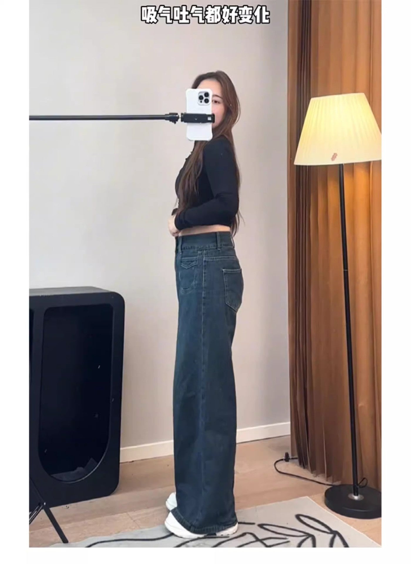 Spring and Autumn American Retro High-Waisted Loose Wide-Leg Pants