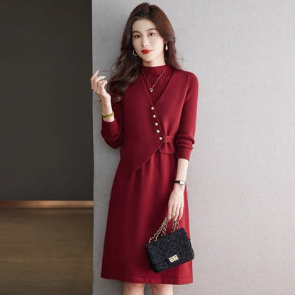 P vest knitted dress two-piece set