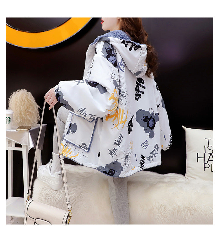 Fleece-Lined Thickened Two-Way Lamb Wool Cardigan Coat for Women