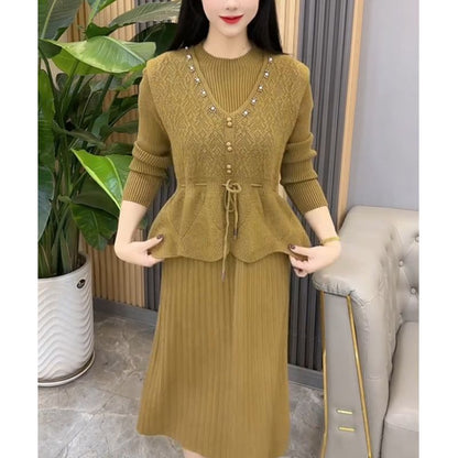 P vest knitted dress two-piece set