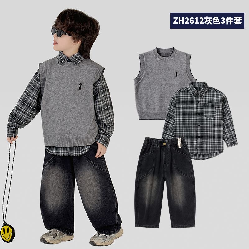A Boys Autumn Children's Academy Set Three-piece Set (6-12 years old)
