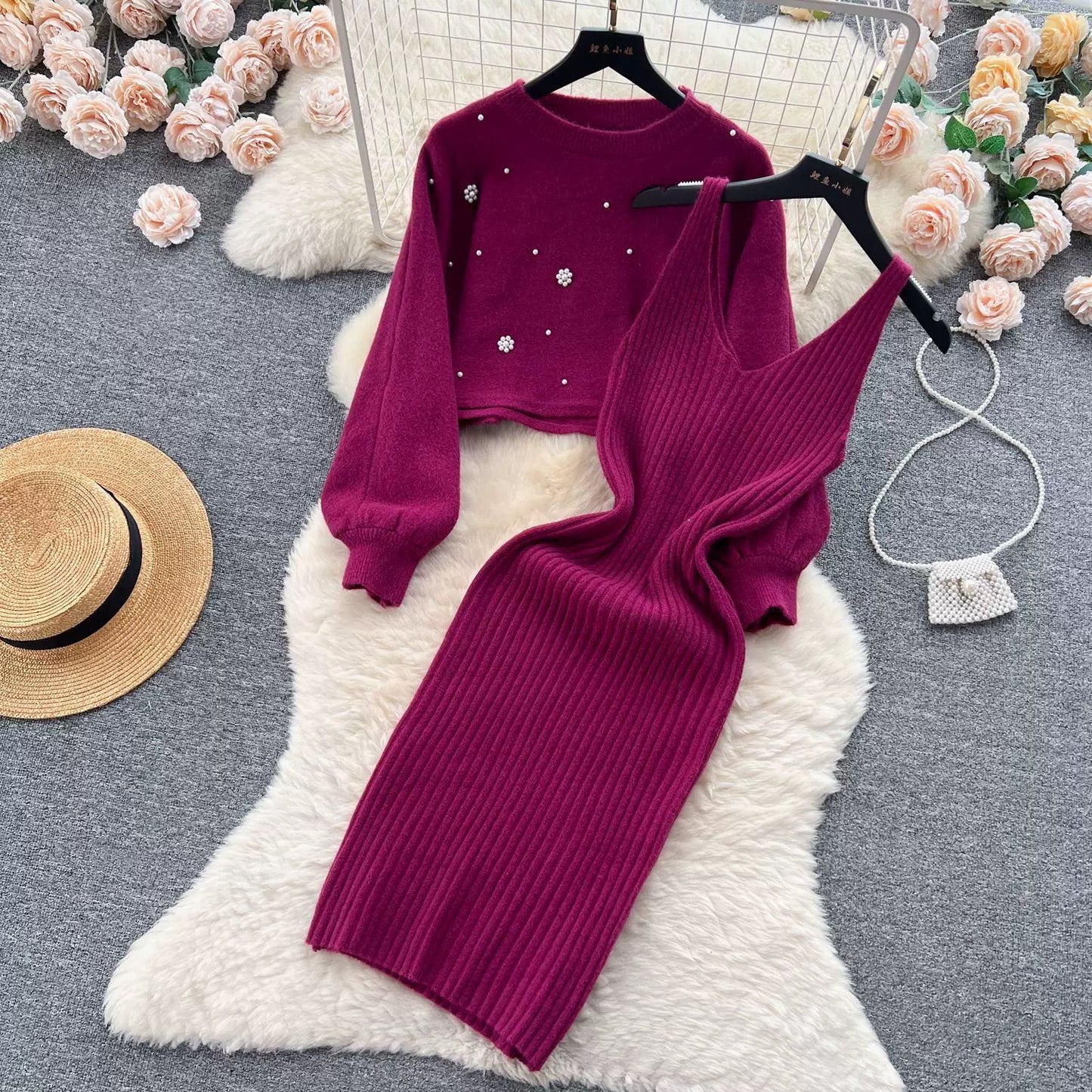 P Knitted sweater skirt set of two