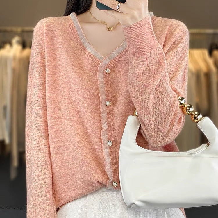 V Collared Lace Blouse