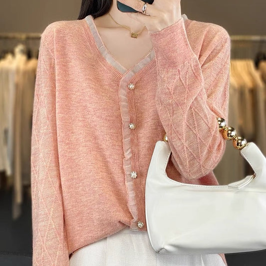 V Collared Lace Blouse