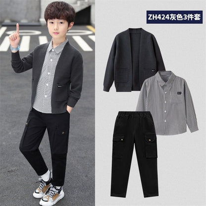 A Boys Autumn Children's Academy Set Three-piece Set (6-12 years old)