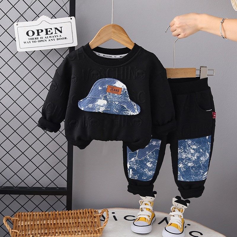 P baby spring and autumn split two-piece set of pure cotton