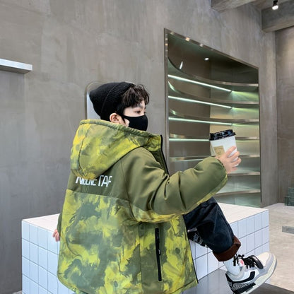 P 4 Fleece Thickened Jacket Medium and Older Boys Pie Overcome Winter