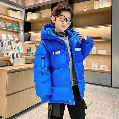 A children medium and older children thickened jacket winter boy Korean version of foreign style tide brand