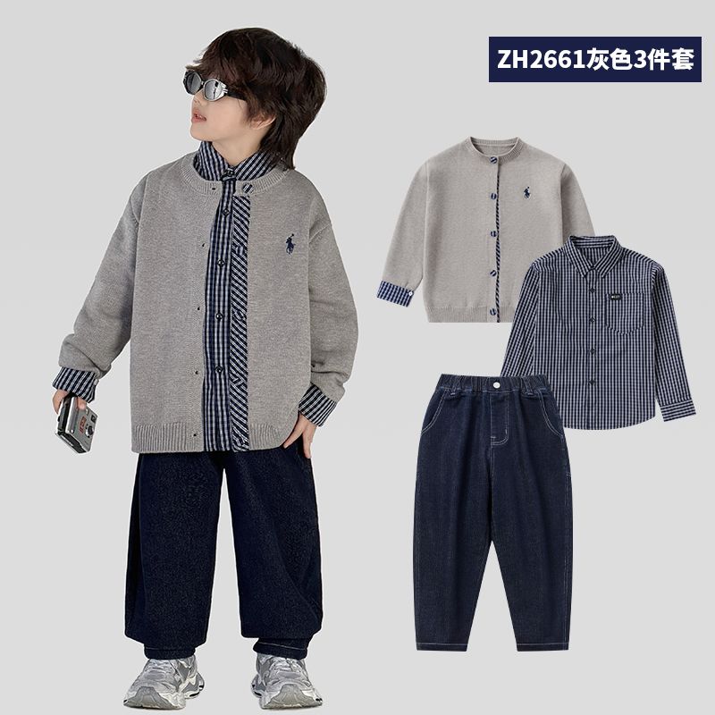 A Boys Autumn Children's Academy Set Three-piece Set (6-12 years old)
