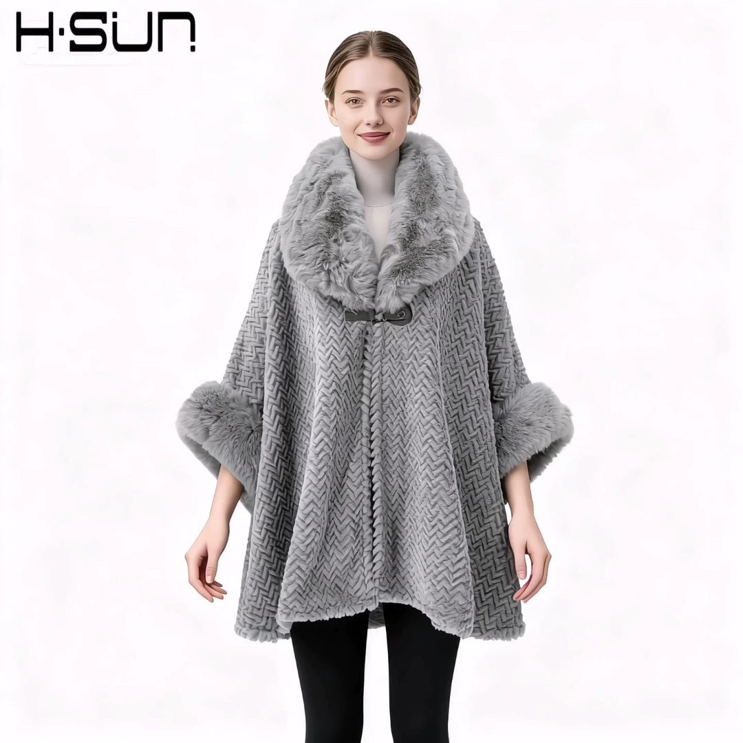 Fur Collar Shawl Coat