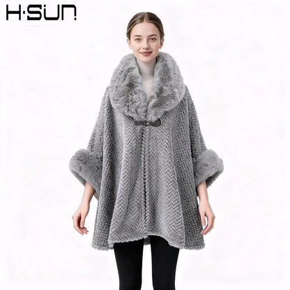 Fur Collar Shawl Coat