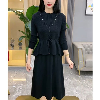 P vest knitted dress two-piece set