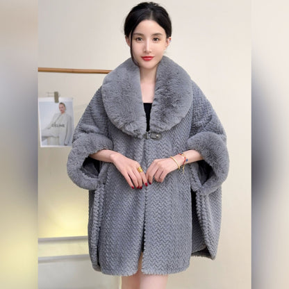 Fur Collar Shawl Coat