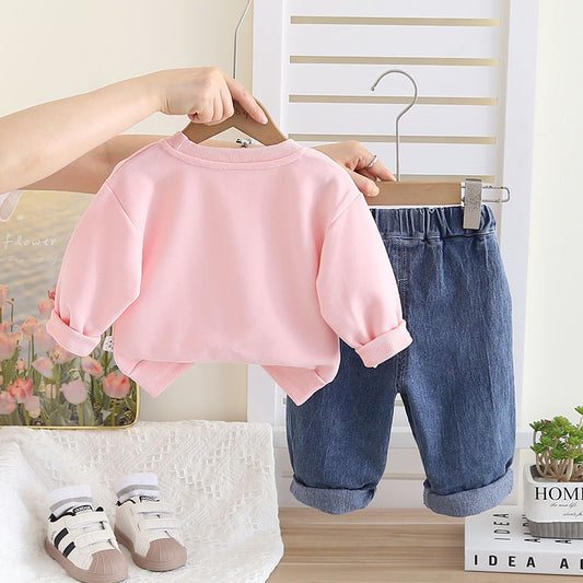 P baby girl denim two-piece autumn suit autumn