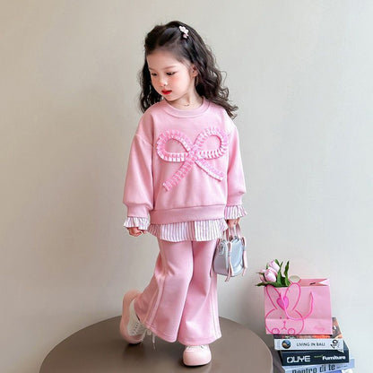 P new children's spring and autumn clothing Korean version of foreign style fashionable baby spring leisure two-piece set