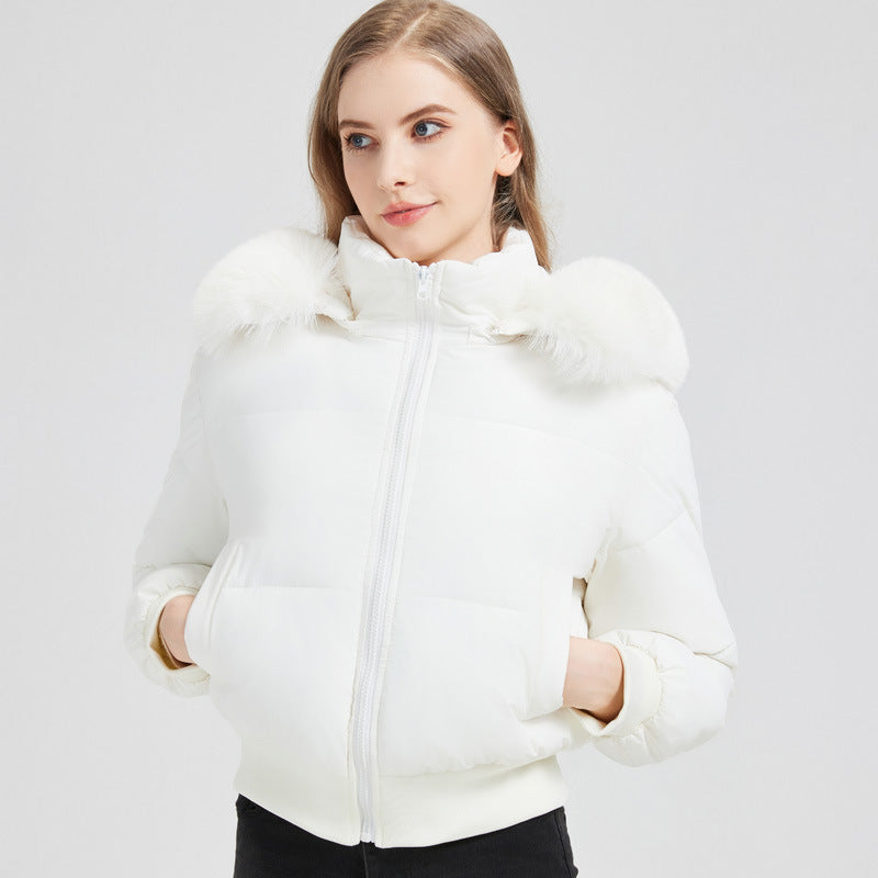 Women's Short Coat with Fur Collar
