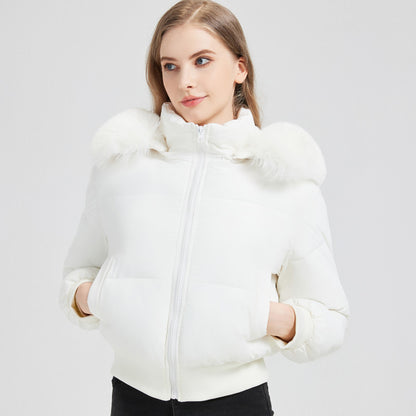 Women's Short Coat with Fur Collar