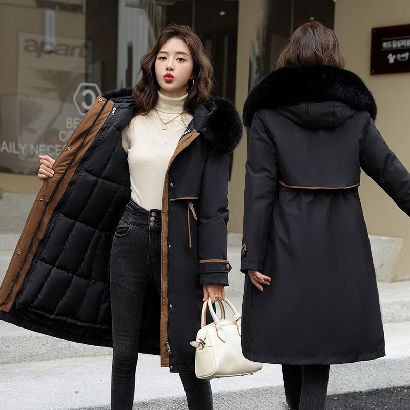 Dh-001Women's warm fur collar coat, detachable, suitable for winter spring Random collar colour - Mixbatch