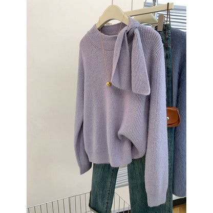 P crew neck knit sweater