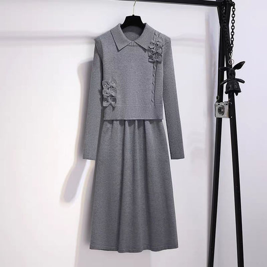 P knitted vest dress two-piece set