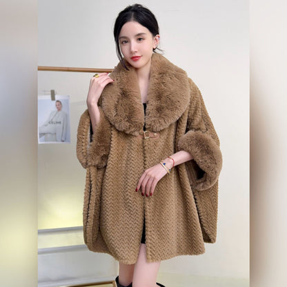 Fur Collar Shawl Coat