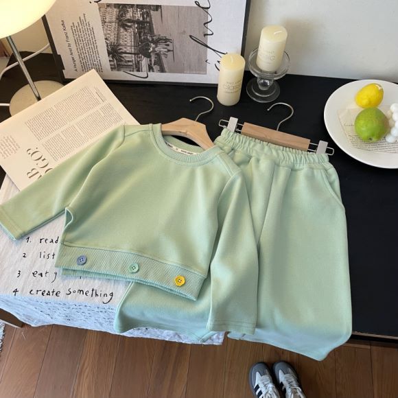 P girls' suit autumn clothes new foreign casual children's clothing medium and older children's girls' sports sweater two-piece set popular