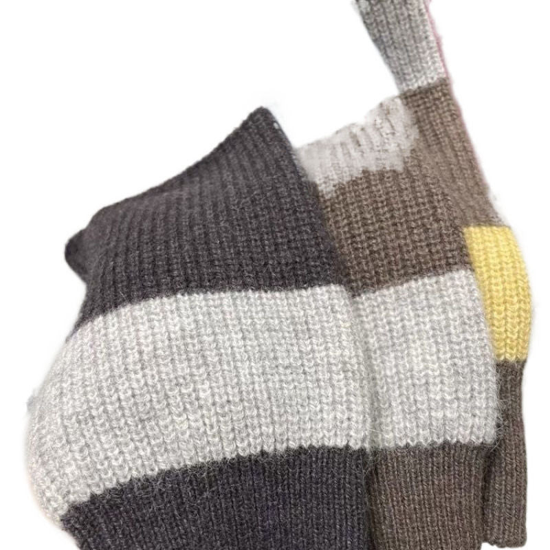 A knit striped V-neck top